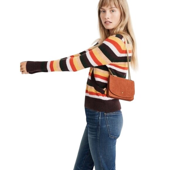 MADEWELL Womens Large Wrap Front pullover Sweater Stripe Multicolor Alpaca Wool - Picture 8 of 15